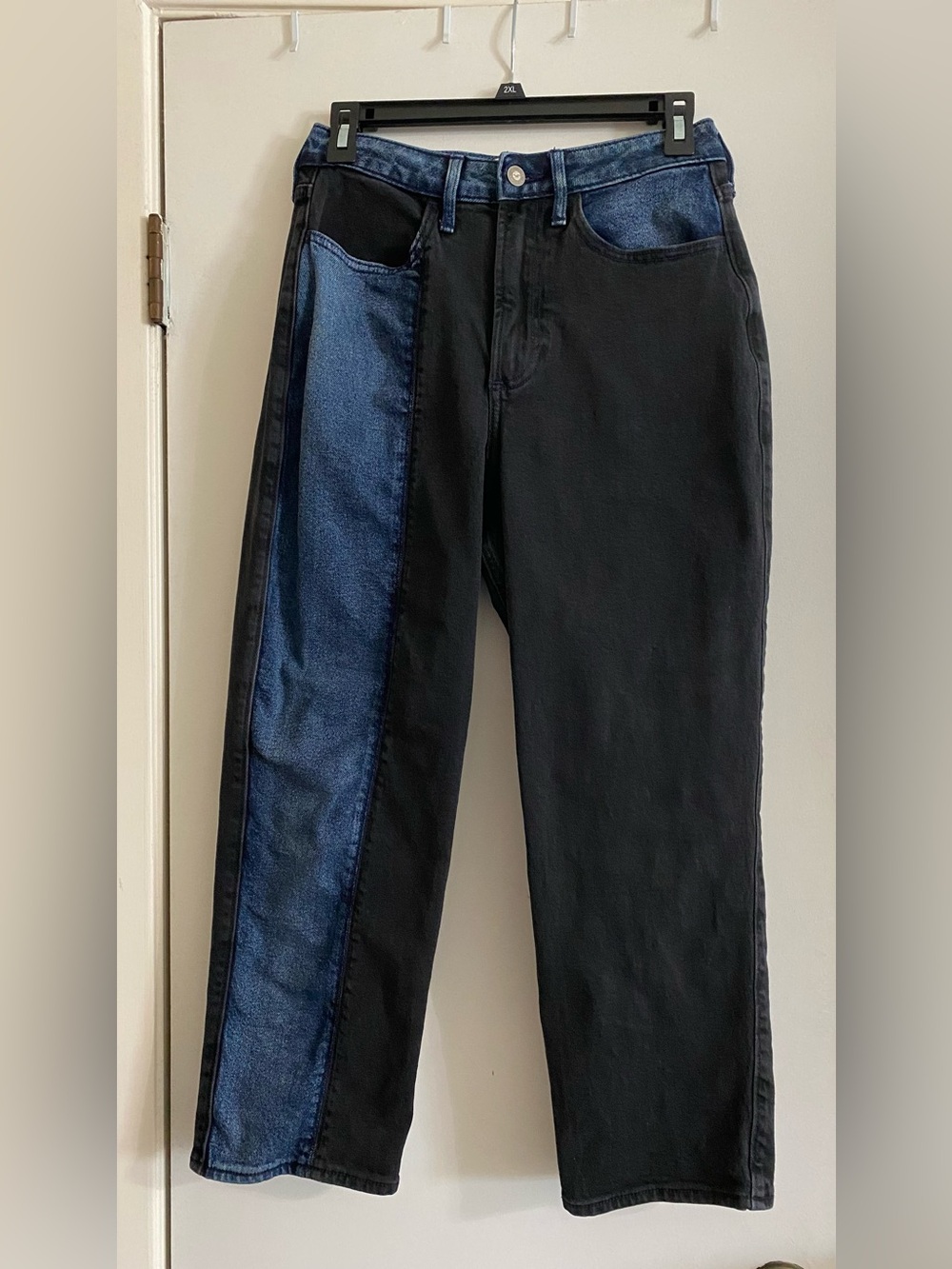 Hollister vintage Two-Tone Black and Blue Straight-Leg Jeans